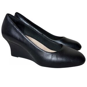 Clarks Elegant Black Wedge Shoes
